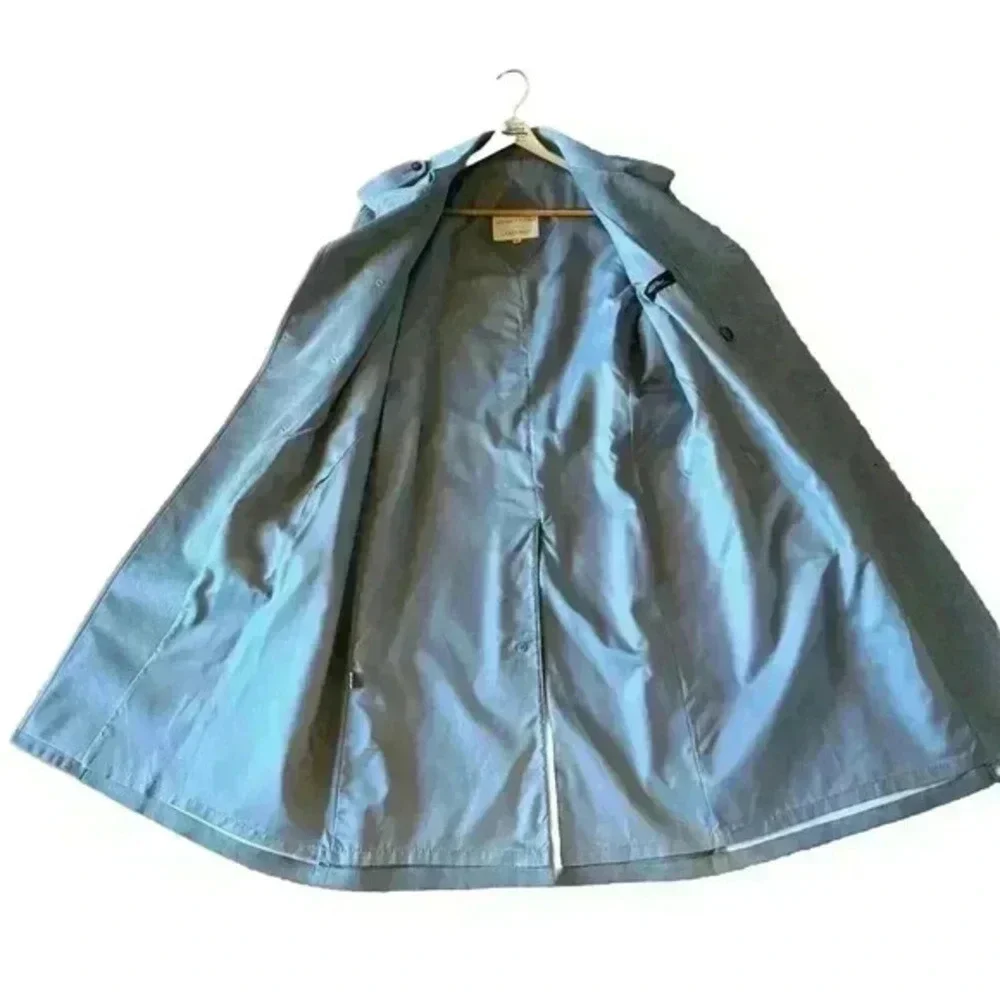 Jeffrey Bank‎ for Lakeland Alcantara Grey Suede Trench Coat 46L Vintage 1990
